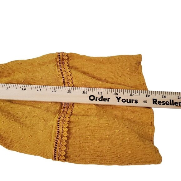 Lulus Blouse Small Off The Shoulder‎ Mustard Yellow Sunny Story Bell Sleeve Top - Picture 11 of 11